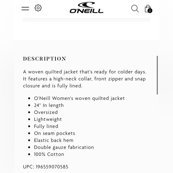 O’Neill Mabeline Quilted Jacket - Picture 16 of 16